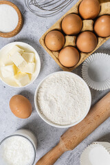 Fototapeta na wymiar Bakery background. Bake ingredient for recipe Easter cake or dessert, pie.