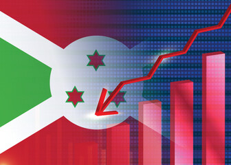 Economic crisis in Burundi.Financial crisis concept.Burundi flag with stock chart