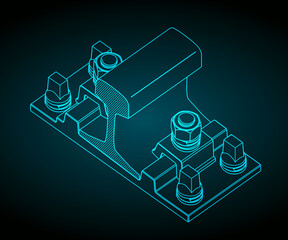 Clamp rail fastening system isometric drawings