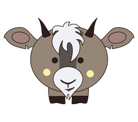 Cute baby Goat Cartoon Kawaii  Vector Isolated Illustration 