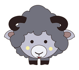 Cute baby Lamb Sheep Cartoon Kawaii  Flat Vector Isolated Illustration 