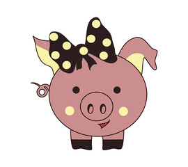 Cute baby Piglet Piggy Little Pig Cartoon Kawaii  Flat Vector Isolated Illustration 
