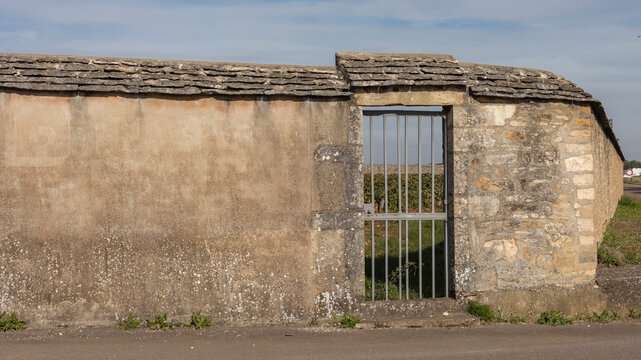 Walled Vineyard In France With A Door