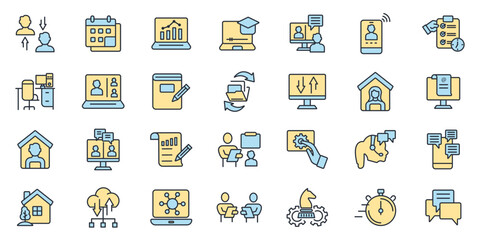 Fototapeta na wymiar Work from home icons set . Work from home pack symbol vector elements for infographic web