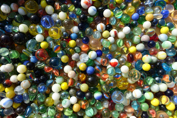Fototapeta na wymiar Background of Colorful Glass Marbles