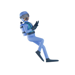 3d scuba diver character