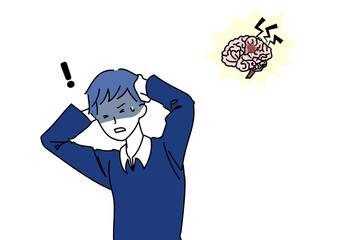 急な頭痛に悩まされる男性