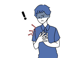 急な胸の痛みに悩まされる男性