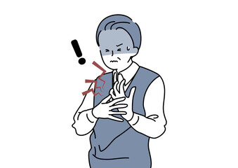 急な胸の痛みに悩まされるシニア