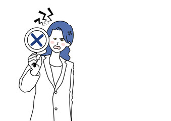 ばつ印を出す医師