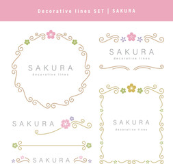 飾りフレームとラインのセット：さくら
