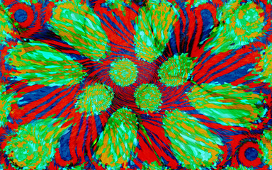 red green and blue pattern with colorful circles illustration wallpaper design
