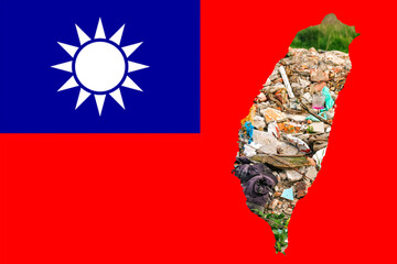 Defocus Taiwan flag, official colors and proportion correctly. National Taiwan flag. Taiwan map....