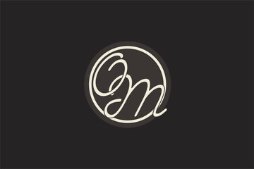 Initial letter OM monogram logo with simple and creative cirle line design ideas - obrazy, fototapety, plakaty