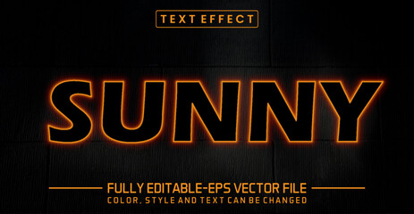 Glowing Sunny Show neon light, Editable Graphic Style text effect