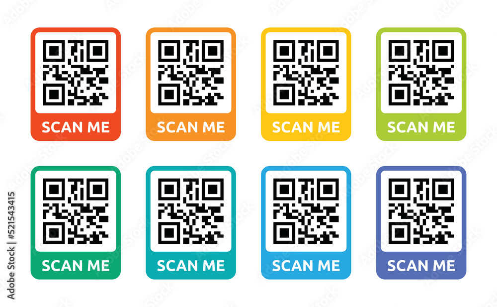Poster Scan me QR code vector icon set colorful template symbol illustration.