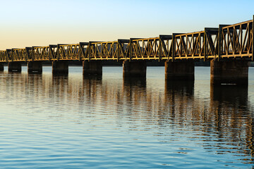 Fototapeta na wymiar Tauranga Railway Bridge from downtown to Matapihi