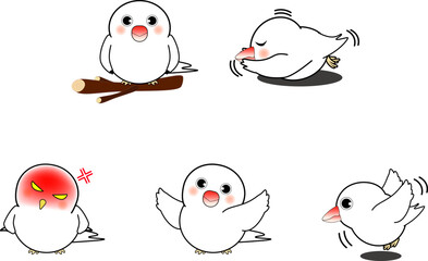 かわいい文鳥キャラセット4