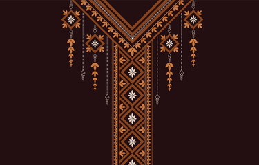 Oriental ethnic geometric traditional pattern Designed for vintage and abstract neckline, fashion women,background, wallpaper, clothing and wrapping.