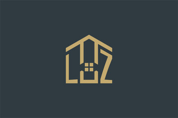 Initial LZ logo with abstract house icon design, simple and elegant real estate logo design