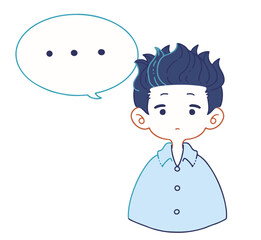 あっけにとられて無言になるスーツのシャツ姿の男の子のイラスト