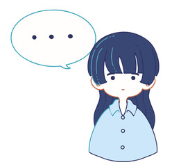 あっけにとられて無言になるスーツのシャツ姿の女の子のイラスト