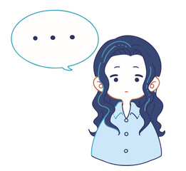 あっけにとられて無言になるスーツのシャツ姿の女の子のイラスト