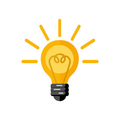 Light bulb vector icon. Lighting electric lamp. Electricity, shine. Light bulb icon vector isolated on background. The light bulb icon is a sign of an idea, a solution. Energy light bulb symbol