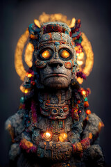 Mayan statue of a god, mystical, magical