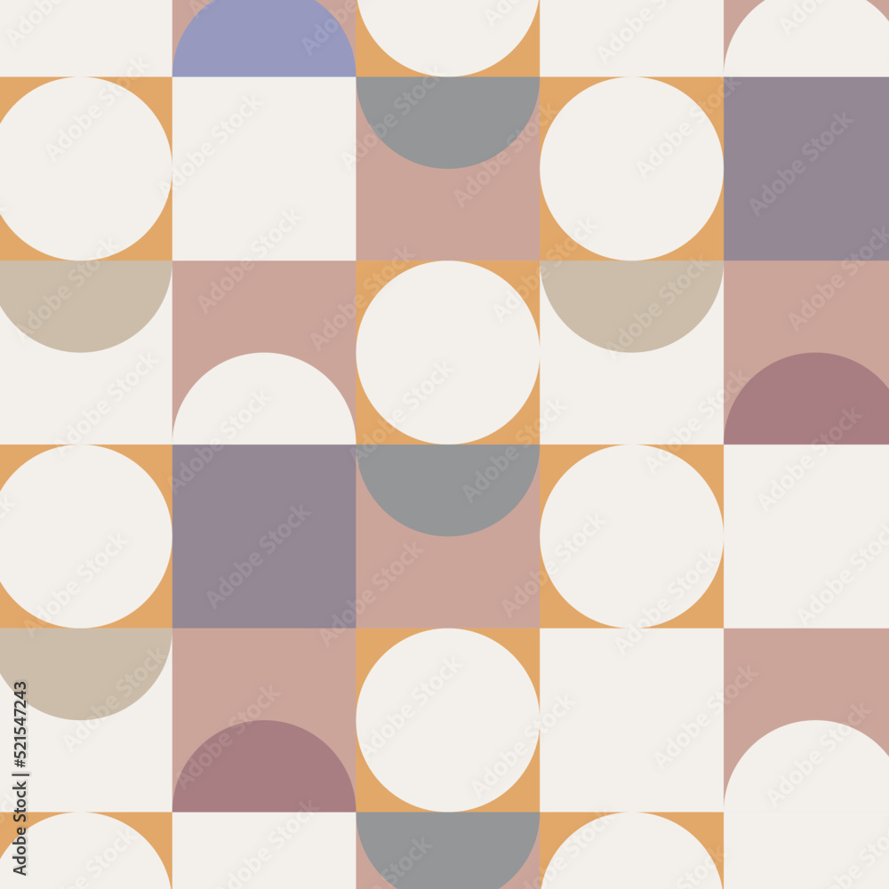 Wall mural geometric vector pattern, repeating square circle and half circle. pattern is clean for fabric, wall