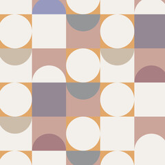 Geometric vector pattern, repeating square circle and half circle. Pattern is clean for fabric, wallpaper, printing. Pattern is on swatches panel