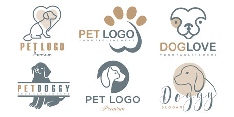 Dog And Cat Care Symbol icon set Logo design Vector Illustration
