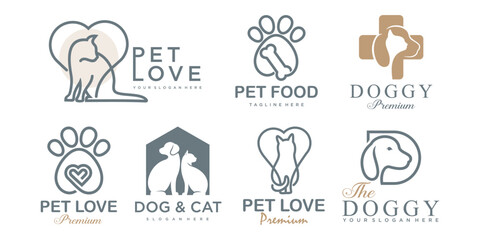 Dog And Cat Care Symbol icon set Logo design Vector Illustration