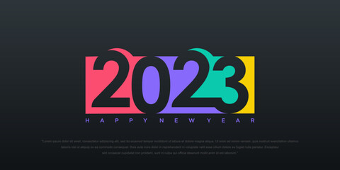2023 Happy New Year logo text design. 2023 number design template. vector illustration.