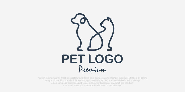 Pet logo design with creative line style