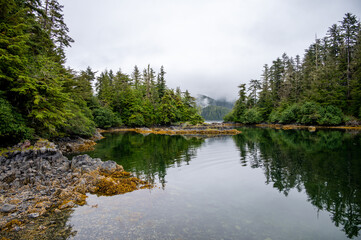 View of the Siginaka Islands close to Sitka, Alaska which is a location for Kayak travel.