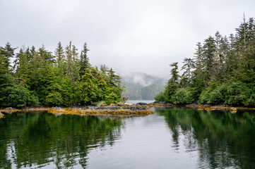 View of the Siginaka Islands close to Sitka, Alaska which is a location for Kayak travel.