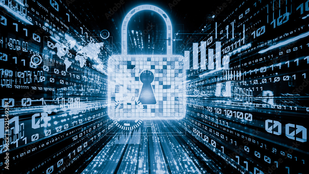 Poster cyber security and online data protection with tacit secured encryption software . concept of smart 