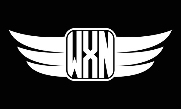 WXN three-letter Wing logo design. flying Vector template