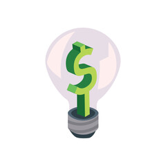 flat isometric money lightbulb