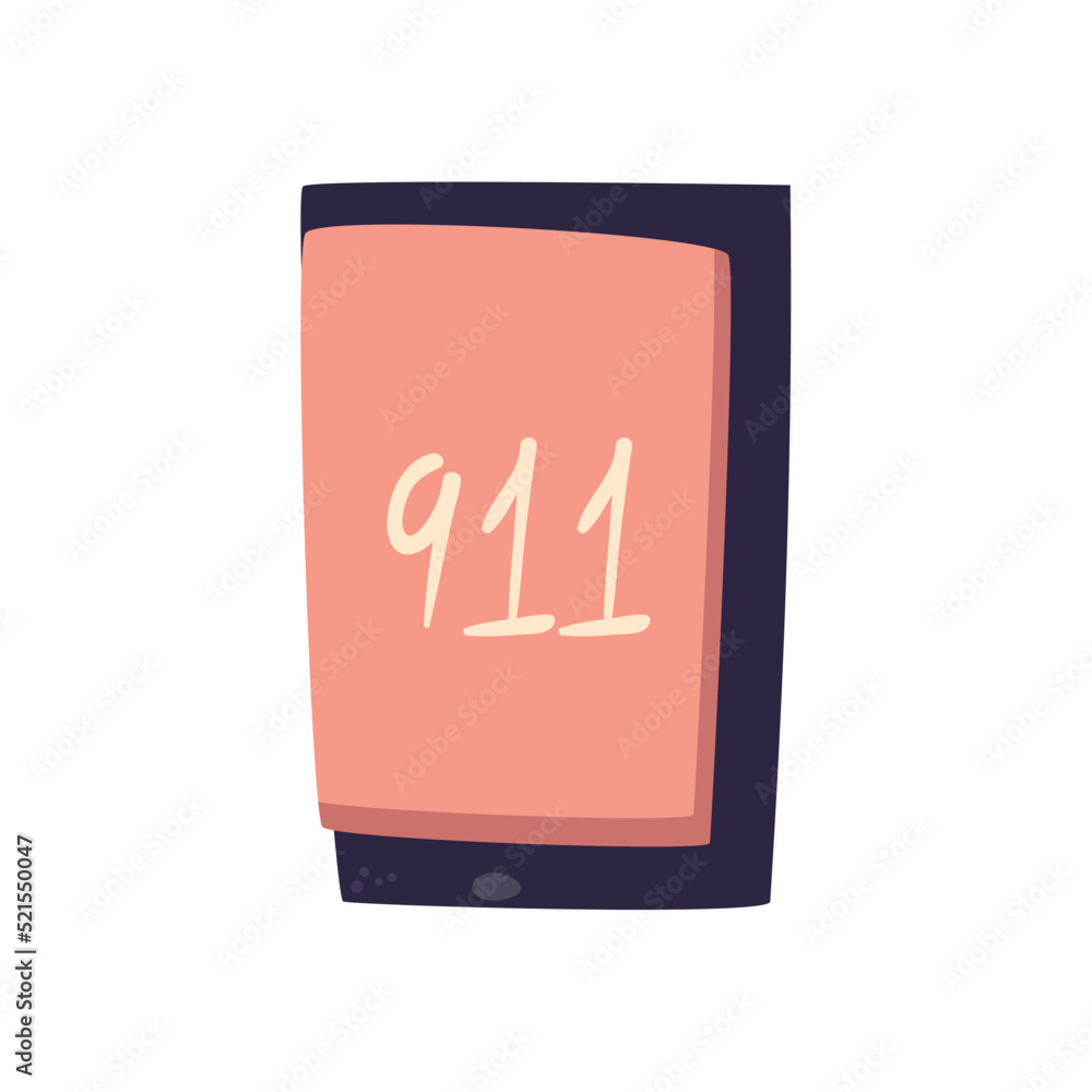 Wall mural flat smartphone with 911