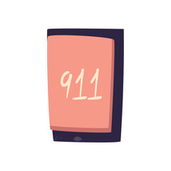 flat smartphone with 911