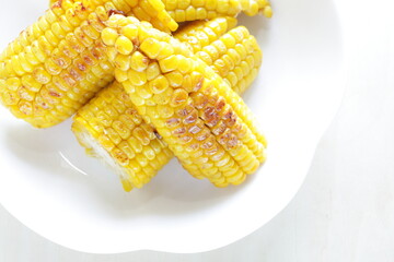 Butter grilled Japanese sweet corn for summer food image