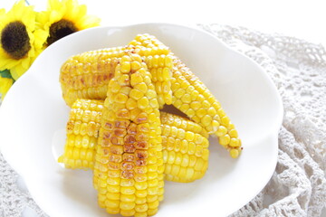 Butter grilled Japanese sweet corn for summer food image