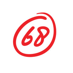 Sixty eight points icon design, 68 points illustration, high exam score - Vector