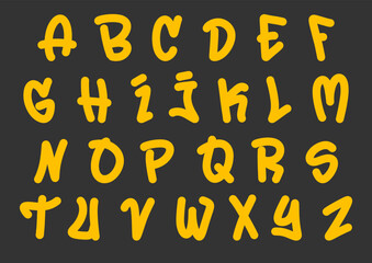 Alphabet Simple Cute Graffiti Cartoon vector Illustration