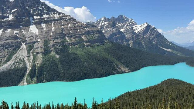 Peyto Lake of Banff National Park in Canada. Blue color alpine lake in  Alberta, Canada. 