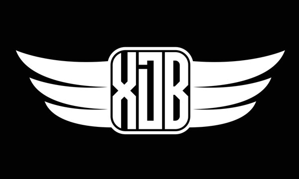 XDB three-letter Wing logo design. flying Vector template