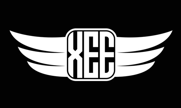 XEE three-letter Wing logo design. flying Vector template