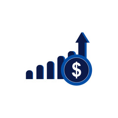 Growth arrow icon in flat style. Income vector illustration on white isolated background. Zoom business concept.